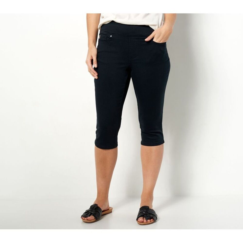 Belle by Kim Gravel Women's Petite Pants 32P TripleLuxe Twill Pedal Black
